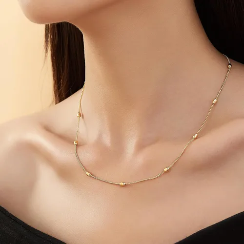 Vista 3 de Gold Chain Necklace for Women, Dainty Paperclip Bead Pearl Chain Choker Necklaces Trendy Jewelry for Her