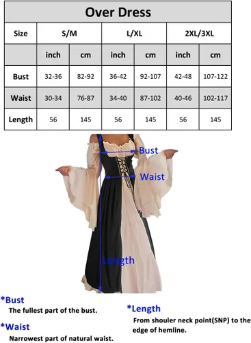 Vista 5 de AbaoWedding - Vestido medieval y renacentista para mujer, para usar como disfraz o cubierta