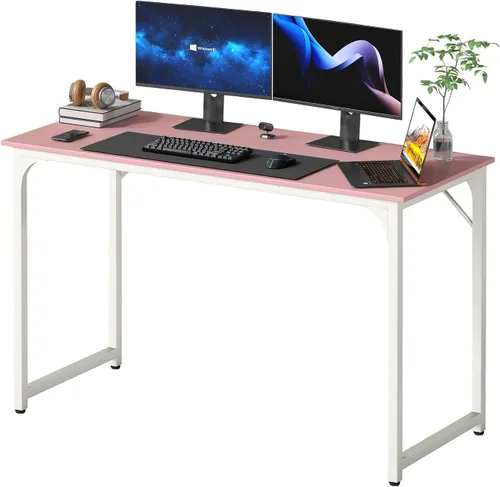 Vista 70 de PayLessHere Escritorio para computadora de 32 pulgadas Negro Escritorio de oficina con marco de metal, pies ajustables Superficie resistente