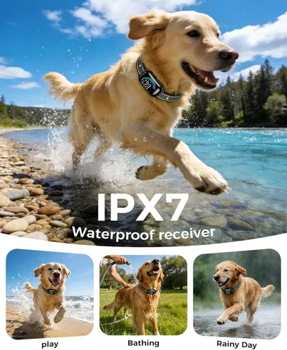 Vista 8 de Rojeco Collar de choque de perro 2 en 1 y collar de ladrido de perro, collar de perro remoto de 3300 pies con resistencia al agua IPX7, modos