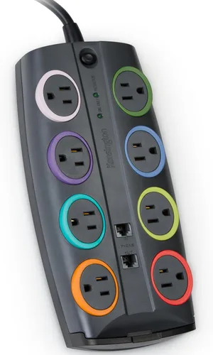 Vista 2 de Kensington SmartSockets - Protector de sobretensiones prémium de 6 tomas, cable de 8 pies y 1260 julios (K62144NA) Rainbow