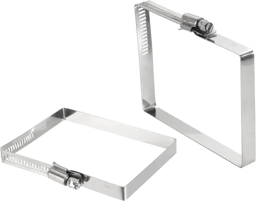 Vista 34 de uxcell 2 abrazaderas de manguera rectangulares de acero inoxidable 304, ajustables de 2 x 2 pulgadas, abrazaderas de tubo de conducto de engranaje