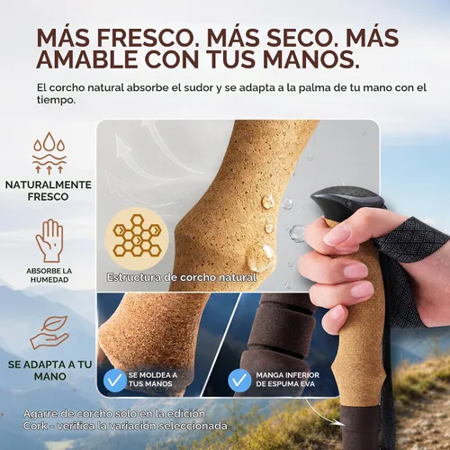 Vista 3 de Trekology Trek-Z Hiking Trekking Poles, Walking Stick for Men, Women, 2pc Corcho Negro