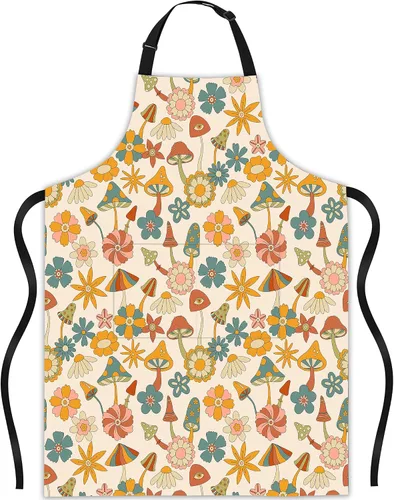 Vista 8 de Delantal de ramo de lavanda, regalos para mujeres, delantal con cuello ajustable, impermeable, para mujeres y hombres, regalos para el hogar