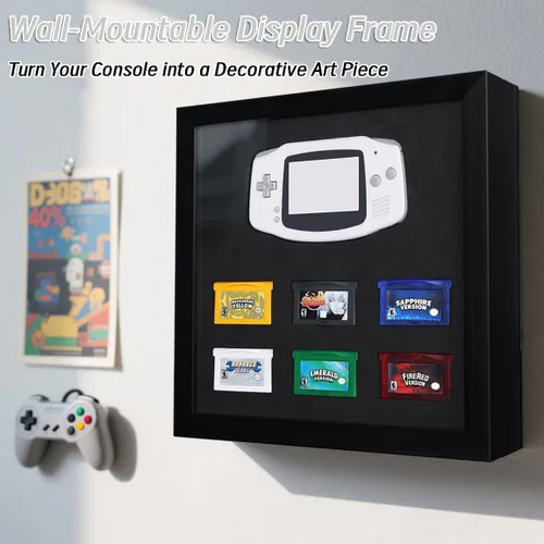 Vista 3 de Marco de Visualización Compatible con Consola de Juego Nintendo Game Boy Advance – Estuche de Almacenamiento y Visualización para Consola GBA y 6