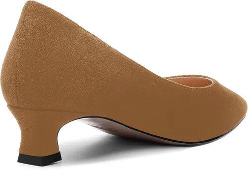 Vista 5 de AMBELIGHT Zapatos de vestir de oficina con punta cuadrada para mujer, zapatos de vestir casuales de gamuza con tacón bajo, zapatos de tacón bajo