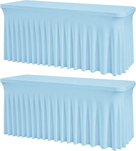 Vista 35 de Mantel rectangular de elastano negro, funda elástica ajustada para mesas rectangulares de 1,8 m, falda de mesa elástica sin arrugas para decoración