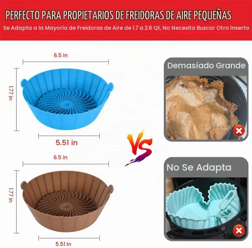 Vista 2 de Forros de silicona para freidora de aire pequeña para COSORI/Instant Pot/Chefman/Ninja/Dash/Bella/GoWise/COSMO freidora de aire de 2 cuartos