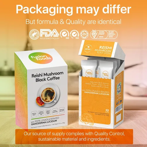 Vista 4 de fusion foods Café negro de hongos Reishi de Fushion Foods Mantente enfocado durante más tiempo, cero nerviosismo y apoyo inmunológico