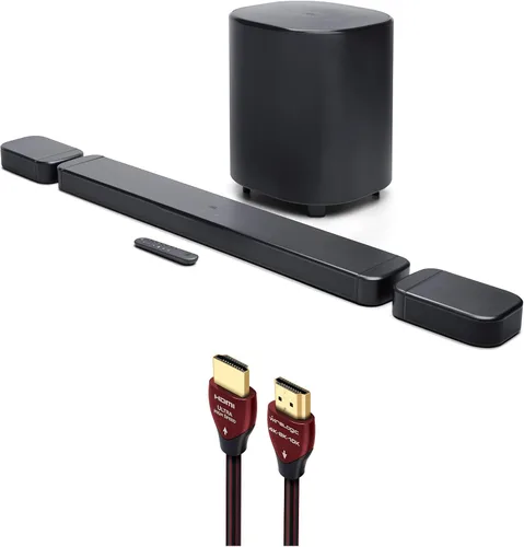 Vista 11 de JBL BAR-2-0-ALL-IN-ONE-MK2 Barra de sonido compacta de 2 canales con Dolby Digital y un cable HDMI WireLogic Ruby de 8 pies de ultra alta velocidad