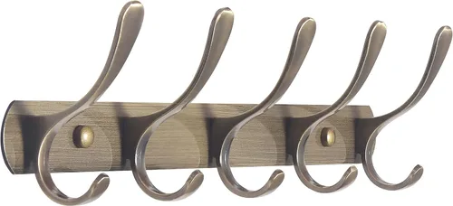 Vista 11 de SKOLOO Perchero de pared moderno, perchero de pared de metal con 5 ganchos, resistente riel de pared para colgar abrigos, chaquetas, ropa, Negro