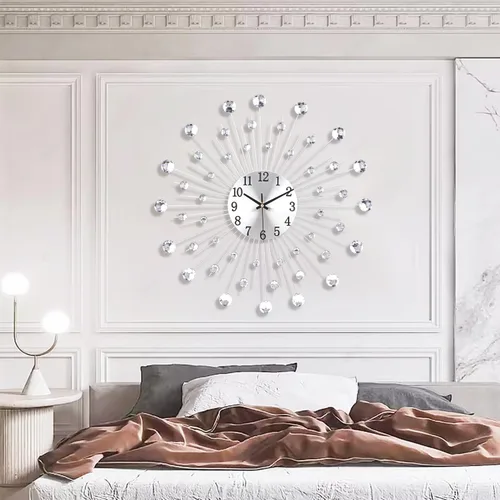 Vista 4 de Reloj de pared grande para sala de estar, relojes de pared modernos silenciosos que funcionan con batería, relojes decorativos sin tictac