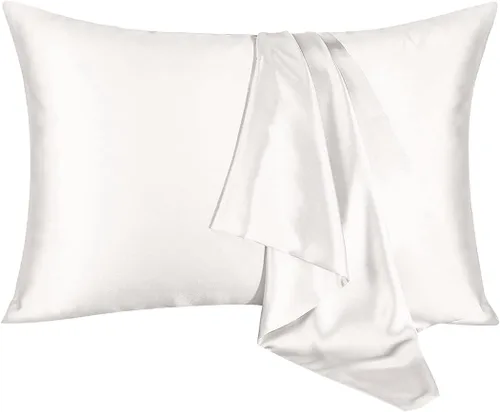 Vista 2 de Gealaek Paquete de 2 fundas de almohada de seda satinada para cabello y piel, con cierre de sobre, fundas de almohada de enfriamiento tamaño King 20