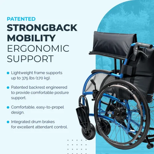 Vista 3 de Sillas de ruedas resistentes 24HD para adultos, silla de transporte plegable ligera con respaldo ergonómico, diseño portátil y marco duradero, ancho