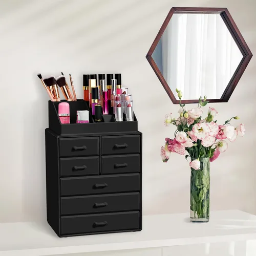 Vista 5 de Sorbus Organizador de Maquillaje, Soporte para Brochas y Cajones de Almacenamiento de Maquillaje - Organizador de Maquillaje Acrílico para Tocador