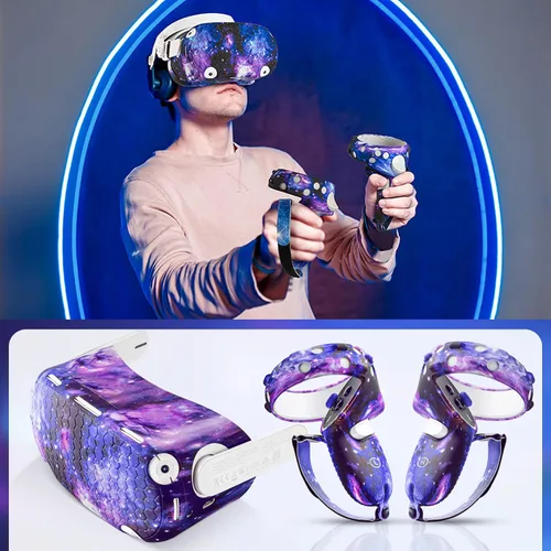 Vista 5 de for Oculus Quest 2 Silicone Case Accessory with VR Case Cover Silicone VR Face Cover Pad and Quest 2 Touch Controller Grip Cover Lens Cover