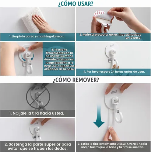 Vista 8 de TAILI Ganchos de techo adhesivos para plantas colgantes, sin taladro Blanco