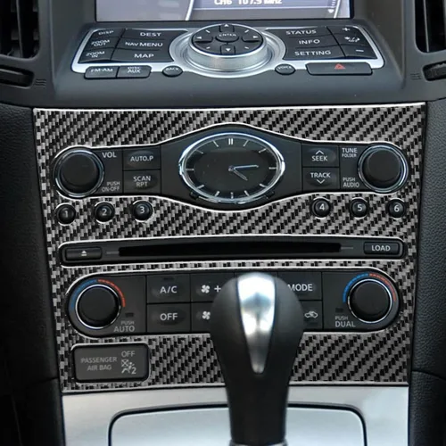 Vista 12 de 3 piezas de kit de cubiertas adhesivas de fibra de carbono para encima de la caja del guante, tiras decorativas para el copiloto, para Infiniti G37