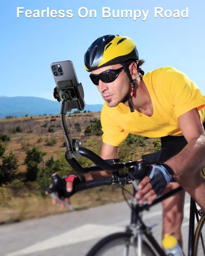Vista 7 de Soporte de teléfono de cuello de cisne para bicicleta, brazo flexible, soporte de teléfono celular de motocicleta, soporte de teléfono celular