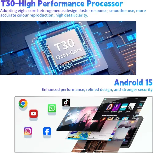 Vista 3 de Tablet de 10 pulgadas, tableta Android de 10 pulgadas, tableta Android 15 con 18 GB de RAM 128 GB de ROM, 1 TB expandible, Widevine L1, procesador