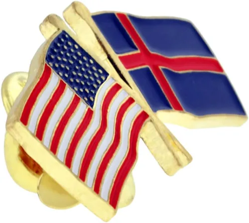 Vista 32 de PinMart Pin de solapa esmaltado con bandera de la amistad cruzada de Estados Unidos y el mundo