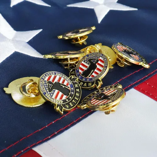 Vista 7 de 102050100 pines de veterano de Estados Unidos Bandera patriótica estadounidense para el Día de los Veteranos, Broche para el Día de los Caídos