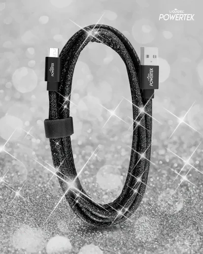 Vista 2 de Liquipel Powertek - Cable de carga micro USB para teléfonos celulares y dispositivos electrónicos, 6 pies (negro)