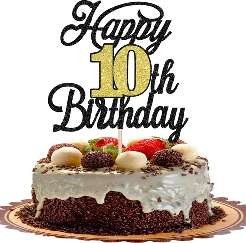 Vista 14 de Rsstarxi 1 paquete de decoración para tarta de cumpleaños 8 con purpurina negra de 8 años y fabulosos saludos a 8 años de edad, para celebrar el 8º