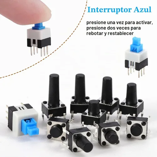 Vista 3 de Pulsador táctil micro interruptor momentáneo equipo surtido táctil de 10 valores 180 unidades OCR TM