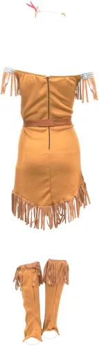 Vista 2 de Disfraz de Halloween de Hide Hunress para mujer, vestido indio nativo americano