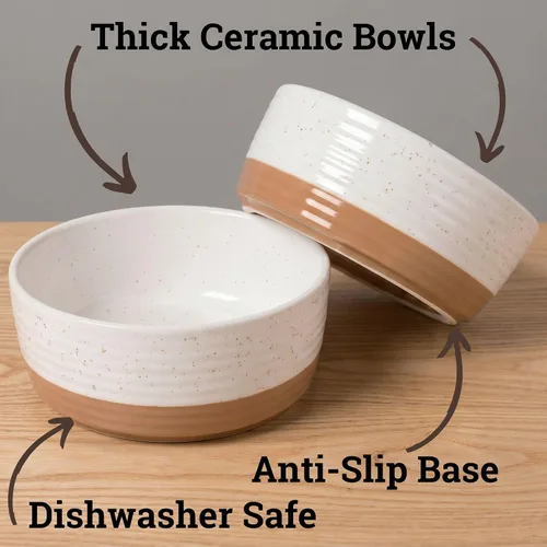 Vista 2 de Ceramic Dog Bowl Set of 2 with Anti-Skid Base, 5.5"W x 2"H, 2 Cup Capacity