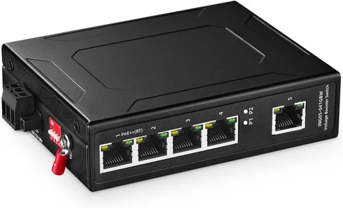 Vista 10 de Interruptor industrial Gigabit PoE de 5 puertos, IEEE802.3af/at Ethernet, 1 puerto SFP con módulo LC de 12.4 mi, aleación de aluminio IP40 -40 ~