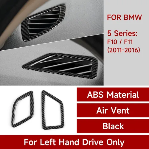 Vista 2 de 2 piezas de calcomanías para rejilla de aire del salpicadero, estilo carbono, de ABS, para ajuste en las rejillas de aire acondicionado, para BMW