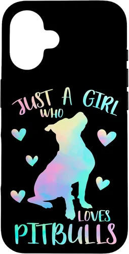 Vista 32 de Just a Girl Who Loves Pitbulls Watercolor Cute Pitbull Mama Case for iPhone 17