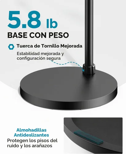 Vista 5 de InnoGear Soporte de micrófono, altura máxima de 82.28 pulgadas, soporte de micrófono de piso con brazo desmontable y base con peso para Blue Yeti