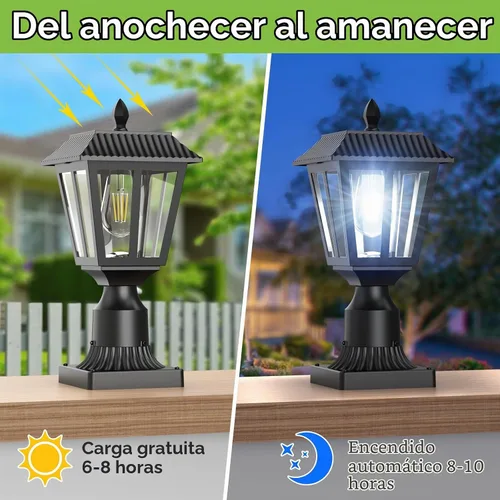 Vista 4 de Greluna Luces solares para poste, lámpara solar del anochecer al amanecer con base de montaje en muelle, luces de poste al aire libre impermeables