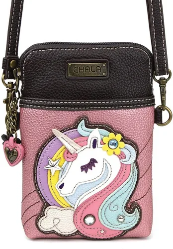 Vista 2 de CHALA Cell Phone Crossbody Purse-Women PU LeatherCanvas Multicolor Handbag with Adjustable Strap