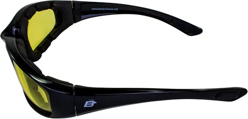 Vista 8 de Birdz Gafas de sol Oriole acolchadas para montar en motocicleta, día noche, amanecer, atardecer, 3 pares de montura negra brillante con amarillo