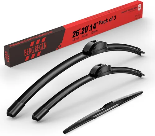 Vista 128 de BERG REGEN Escobillas limpiaparabrisas de 15"+15" con escobilla trasera de 13" - Juego de repuesto automotriz para Jeep Wrangler JK 2008 2009 2010