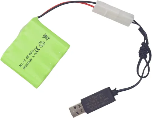 Vista 4 de AA 9.6V 2800mah RC Battery Pack con Tamiya plug con cable de carga USB para tanques de juguete Departamento de Ingeniería de cama plana