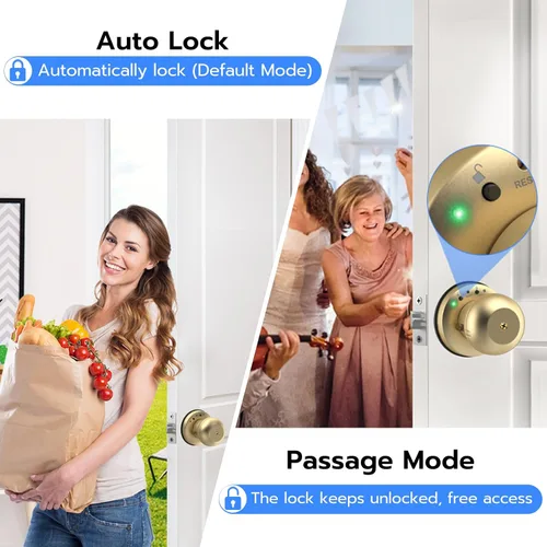 Vista 4 de eLinkSmart Cerradura de puerta de huella dactilar, perilla inteligente de puerta de bola con llave sin llave para puerta de entrada para dormitorio