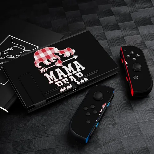 Vista 5 de Buffalo Plaid Mama Bear - Calcomanía para consola de interruptores y Switch Lite, juego completo
