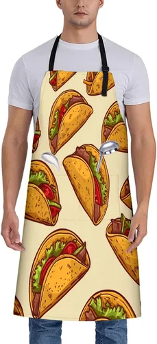 Vista 9 de Cosmic Pizza - Delantal de gato para mujer, 28 x 33 pulgadas, delantales de cocina con 2 bolsillos, poliéster, bonito delantal de gato para cocinar