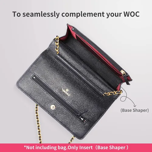 Vista 4 de OAikor Moldeador de base para bolso WOC, protector e inserto para cartera en bolsa de cadena, máxima protección y soporte (negro, 7 x 1.2 pulgadas)