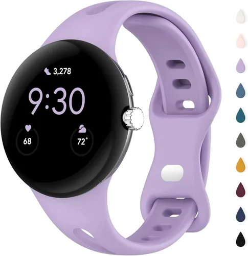 Vista 15 de Correas delgadas compatibles con Google Pixel Watch 4 3 (41mm)/Pixel Watch 2 1, correas ajustables transpirables de silicona suave deportiva