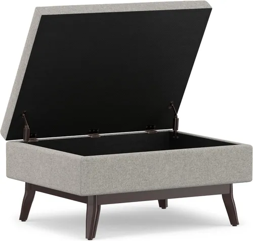 Vista 5 de SIMPLIHOME Owen Mesa de Centro Rectangular Moderna de Mediados de Siglo de 34 pulgadas de Ancho con Otomana de Almacenamiento en Tela de Poliéster