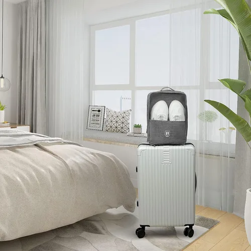Vista 5 de Bolsas para viajes, paquete de 2, bolsa grande para zapatos con capacidad para 3 pares de zapatos para viajes, bolsa portátil para zapatos y bolsa