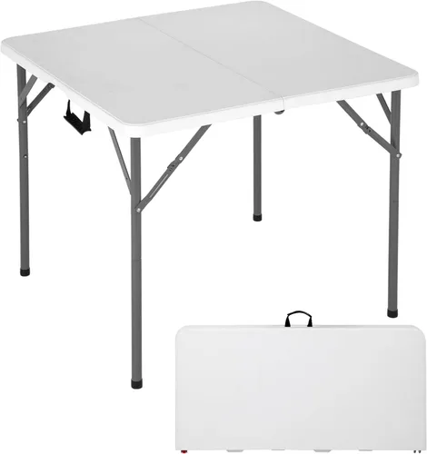 Vista 8 de FDW Mesa de comedor para exteriores de 8 pies, mesa plegable de plástico rectangular portátil con asa de transporte integrada para uso en fiestas