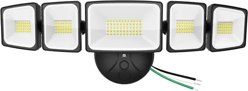 Vista 11 de Luz de inundación LED para exteriores de 120 W, luces de seguridad exteriores de 5 cabezales, 6500 K súper brillante, resistente al agua, IP65