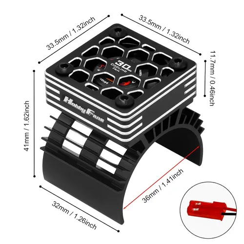 Vista 14 de Disipador de calor de motor RC con ventilador de enfriamiento de 5 V, apto para 540 550 3650 F540 3660 3670 Tamaño sin escobillas Motor Disipador
